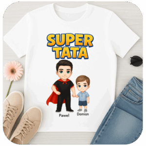 Koszulka Super Tata z synem ciemne włosy