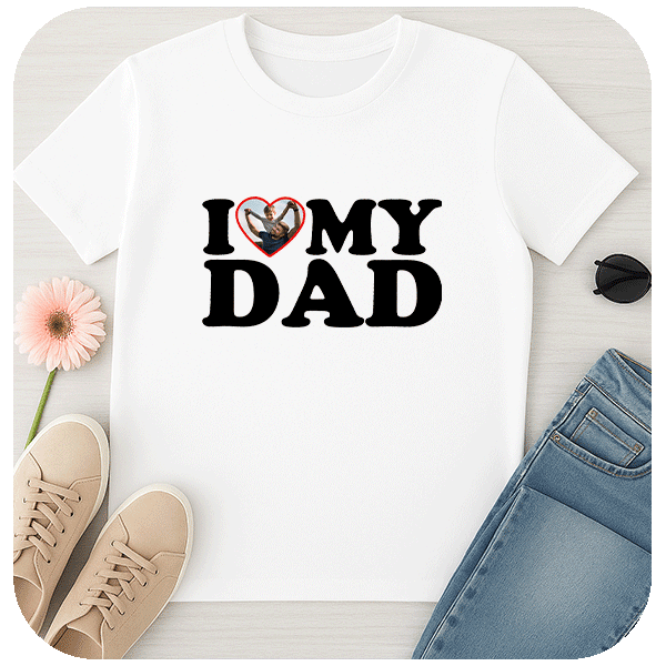 Koszulka I Love My Dad z Własnym Zdjęciem